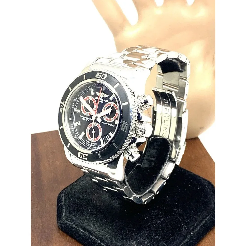 Breitling Men's Watch A73310 Superocean Swiss Quartz Chronograph Black Dial 46mm